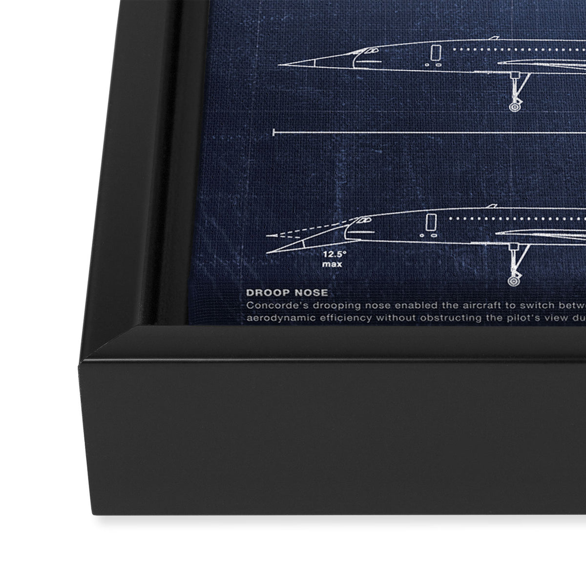 Concorde Supersonic Airliner Blueprint (dark blue) Framed Canvas Print Gallery Image 3