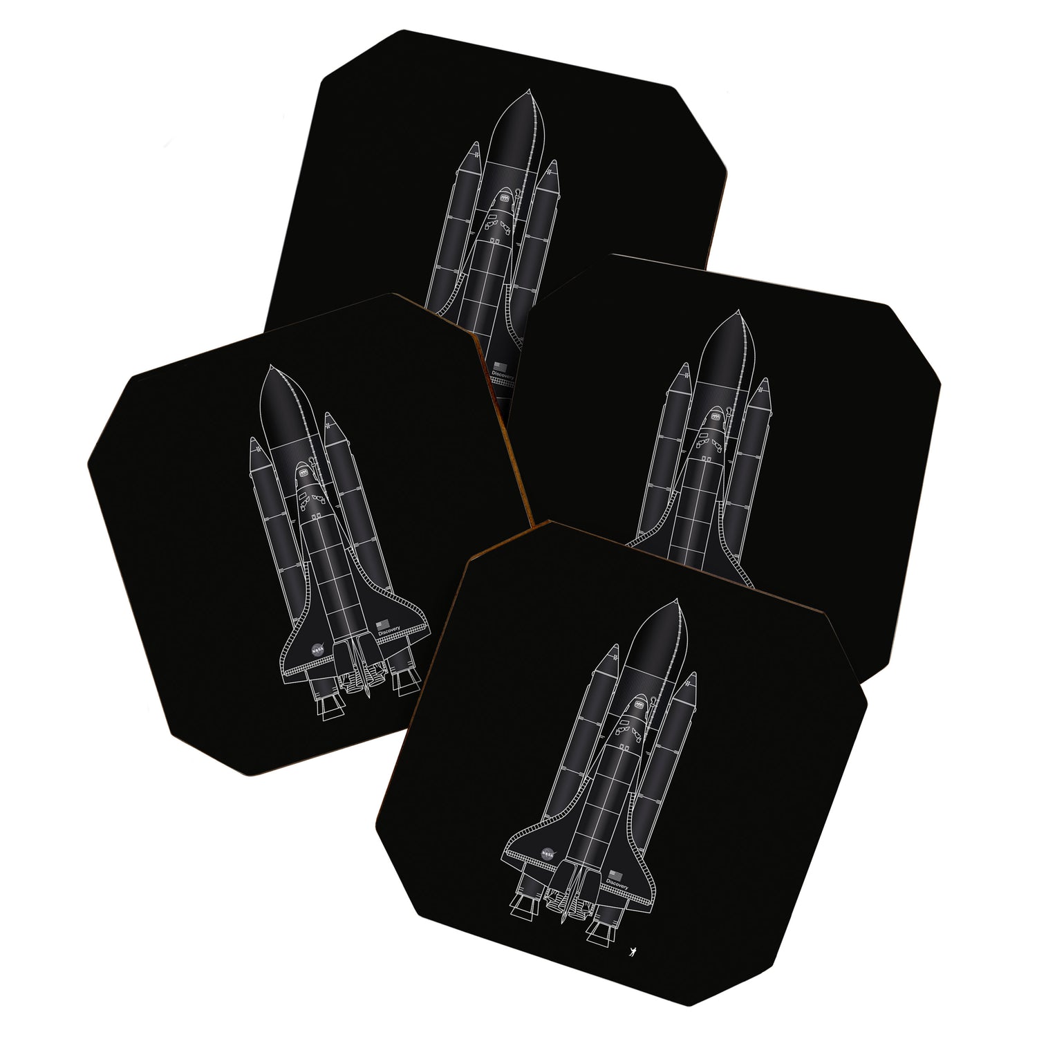 NASA Space Shuttle Blueprint in High Resolution (all black)  Coaster Gallery Image 1
