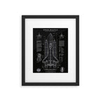 NASA Space Shuttle Blueprint in High Resolution (all black)  Framed Art Print Gallery Image 6