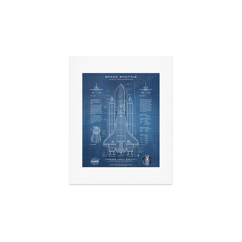 NASA Space Shuttle Blueprint in High Resolution (light blue)  Art Print Gallery Image 1