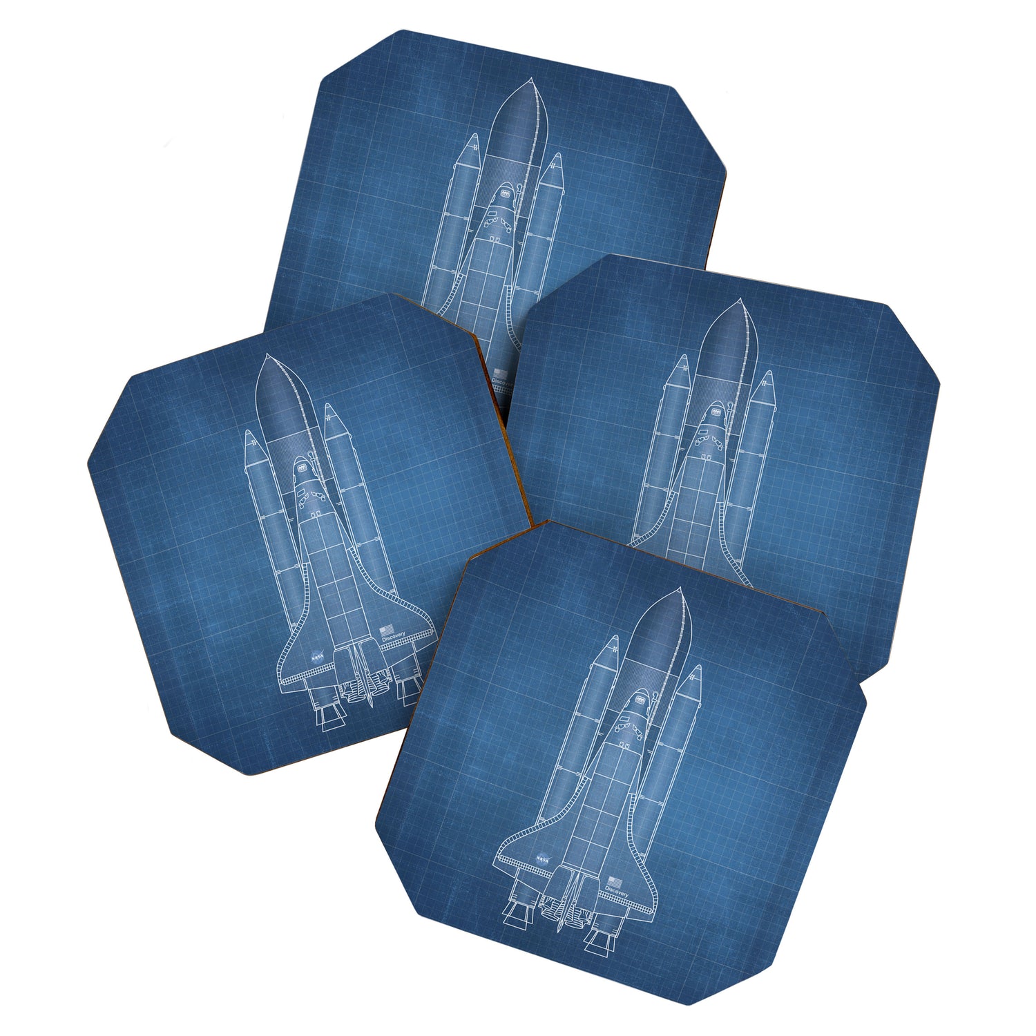 NASA Space Shuttle Blueprint in High Resolution (light blue)  Coaster Gallery Image 1