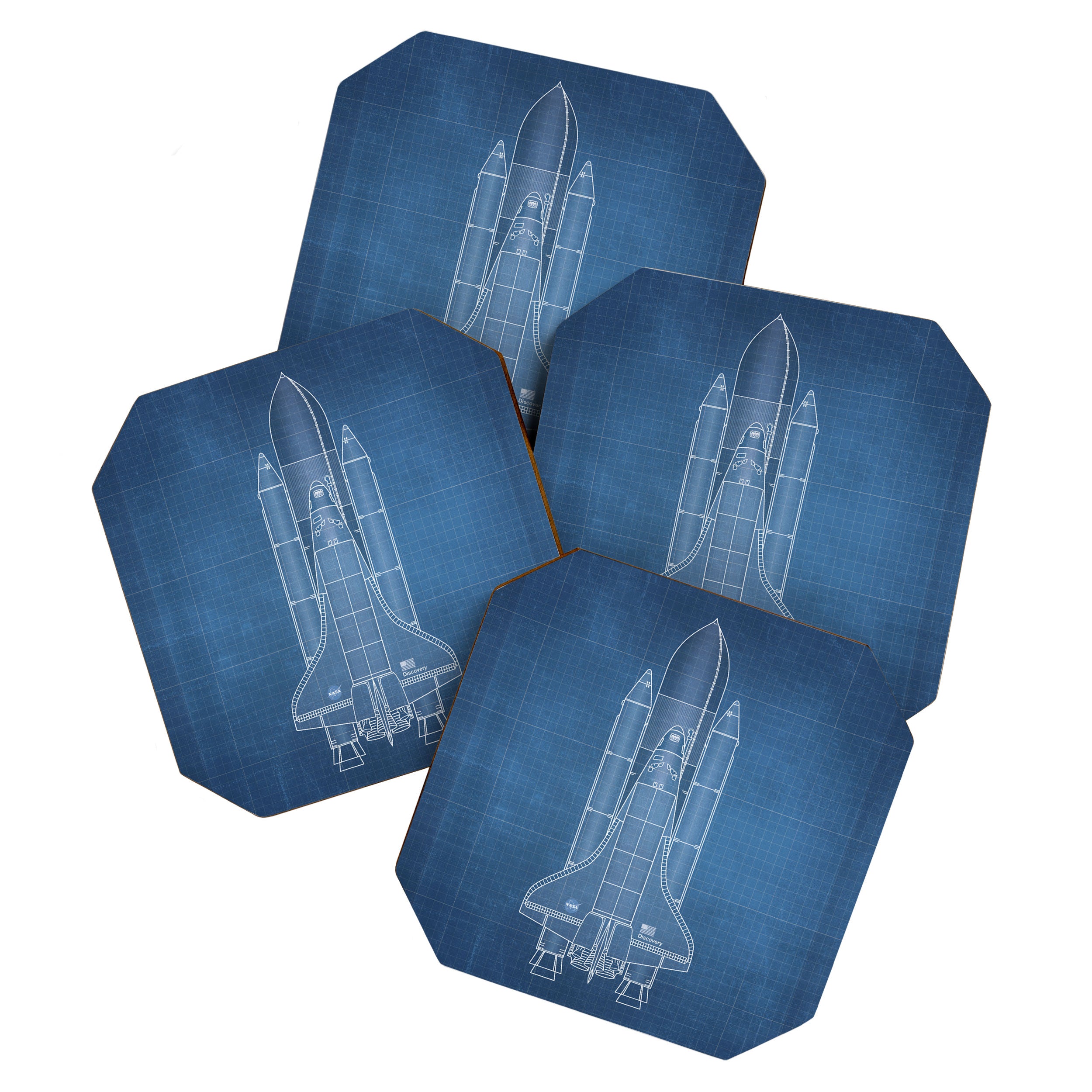 NASA Space Shuttle Blueprint in High Resolution (light blue)  Coaster Gallery Image 1
