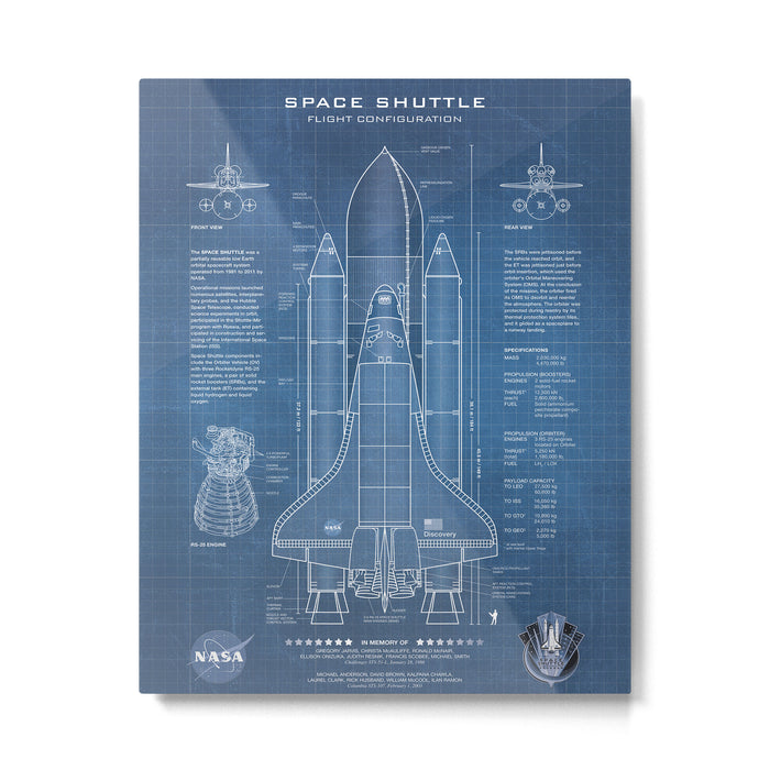 NASA Space Shuttle Blueprint in High Resolution (light blue)  Metal Print Gallery Image 1
