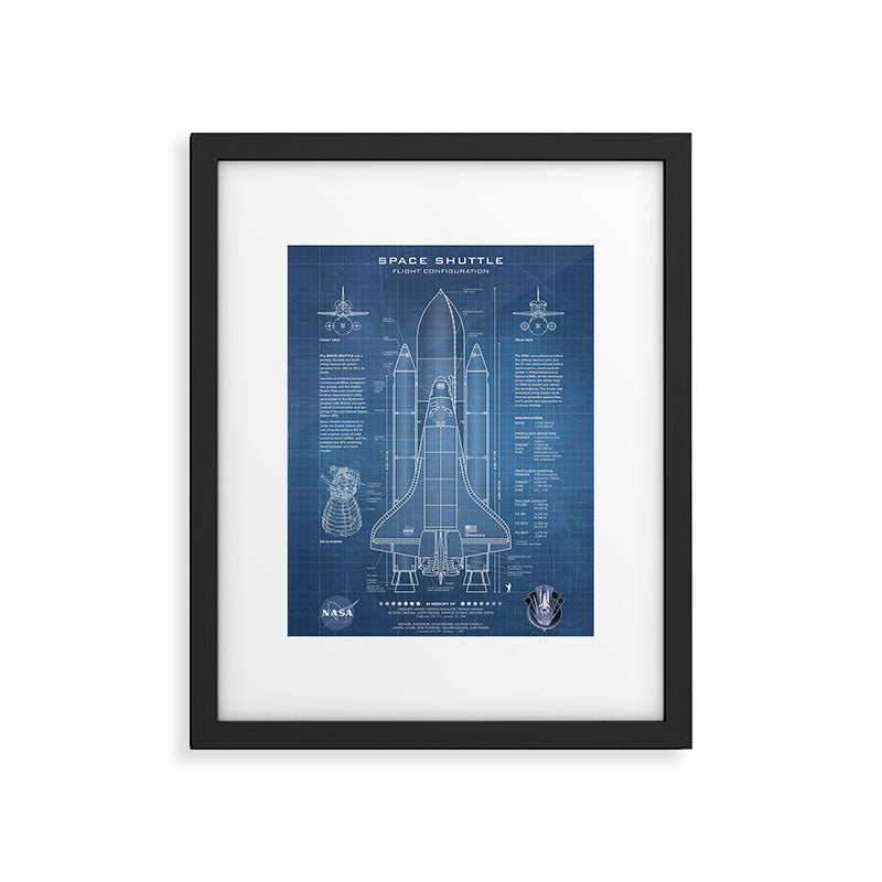 NASA Space Shuttle Blueprint in High Resolution (light blue)  Framed Art Print Gallery Image 6