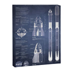 NASA SpaceX Crew Dragon Spacecraft & Falcon 9 Rocket Blueprint in High Resolution (dark blue) Canvas Print Gallery Image 6