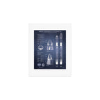 NASA SpaceX Crew Dragon Spacecraft & Falcon 9 Rocket Blueprint in High Resolution (dark blue) Art Print Gallery Image 1