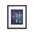 NASA SpaceX Crew Dragon Spacecraft & Falcon 9 Rocket Blueprint in High Resolution (dark blue) Framed Art Print Gallery Image 5