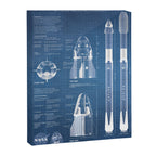 NASA SpaceX Crew Dragon Spacecraft & Falcon 9 Rocket Blueprint in High Resolution (light blue) Canvas Print Gallery Image 6