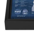 NASA SpaceX Crew Dragon Spacecraft & Falcon 9 Rocket Blueprint in High Resolution (light blue) Framed Canvas Print Gallery Image 3
