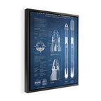 NASA SpaceX Crew Dragon Spacecraft & Falcon 9 Rocket Blueprint in High Resolution (light blue) Framed Canvas Print Gallery Image 2