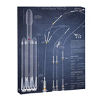 SpaceX Falcon Heavy Spacecraft NASA Rocket Blueprint in High Resolution (dark blue) Canvas Print Gallery Image 6
