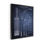 SpaceX Falcon Heavy Spacecraft NASA Rocket Blueprint in High Resolution (dark blue) Framed Canvas Print Gallery Image 2