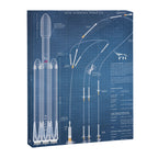 SpaceX Falcon Heavy Spacecraft NASA Rocket Blueprint in High Resolution (light blue) Canvas Print Gallery Image 6