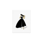 1950's Inspired Fashion Illustration Black & White with Gold Art Print Gallery Image 1