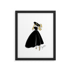 1950's Inspired Fashion Illustration Black & White with Gold Framed Art Print Gallery Image 5