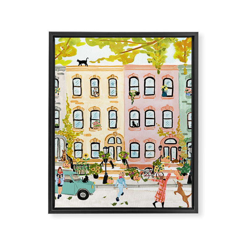 Autumn City Scene Framed Canvas Print Gallery Image 6