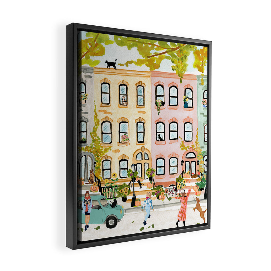 Autumn City Scene Framed Canvas Print Gallery Image 2