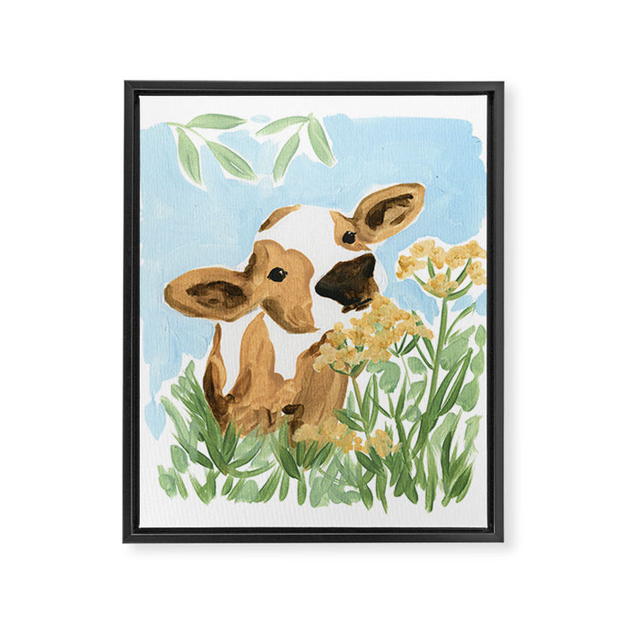 Baby Cow Framed Canvas Print Gallery Image 1