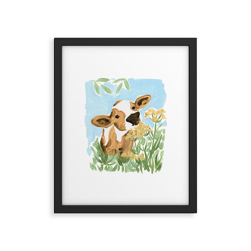 Baby Cow Framed Art Print Gallery Image 5