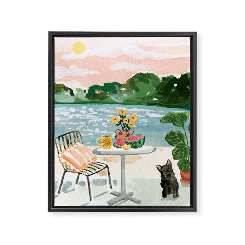 Beach Side Cafe Framed Canvas Print Gallery Image 6