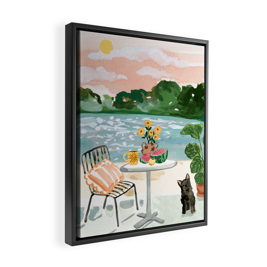 Beach Side Cafe Framed Canvas Print Gallery Image 2