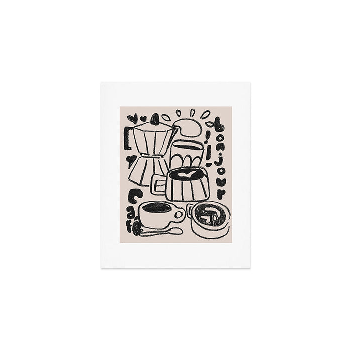Bonjour Coffee In Black Art Print Gallery Image 1