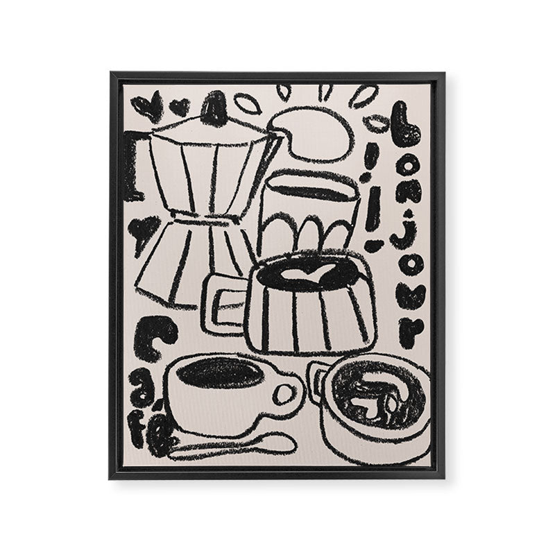 Bonjour Coffee In Black Framed Canvas Print Gallery Image 6