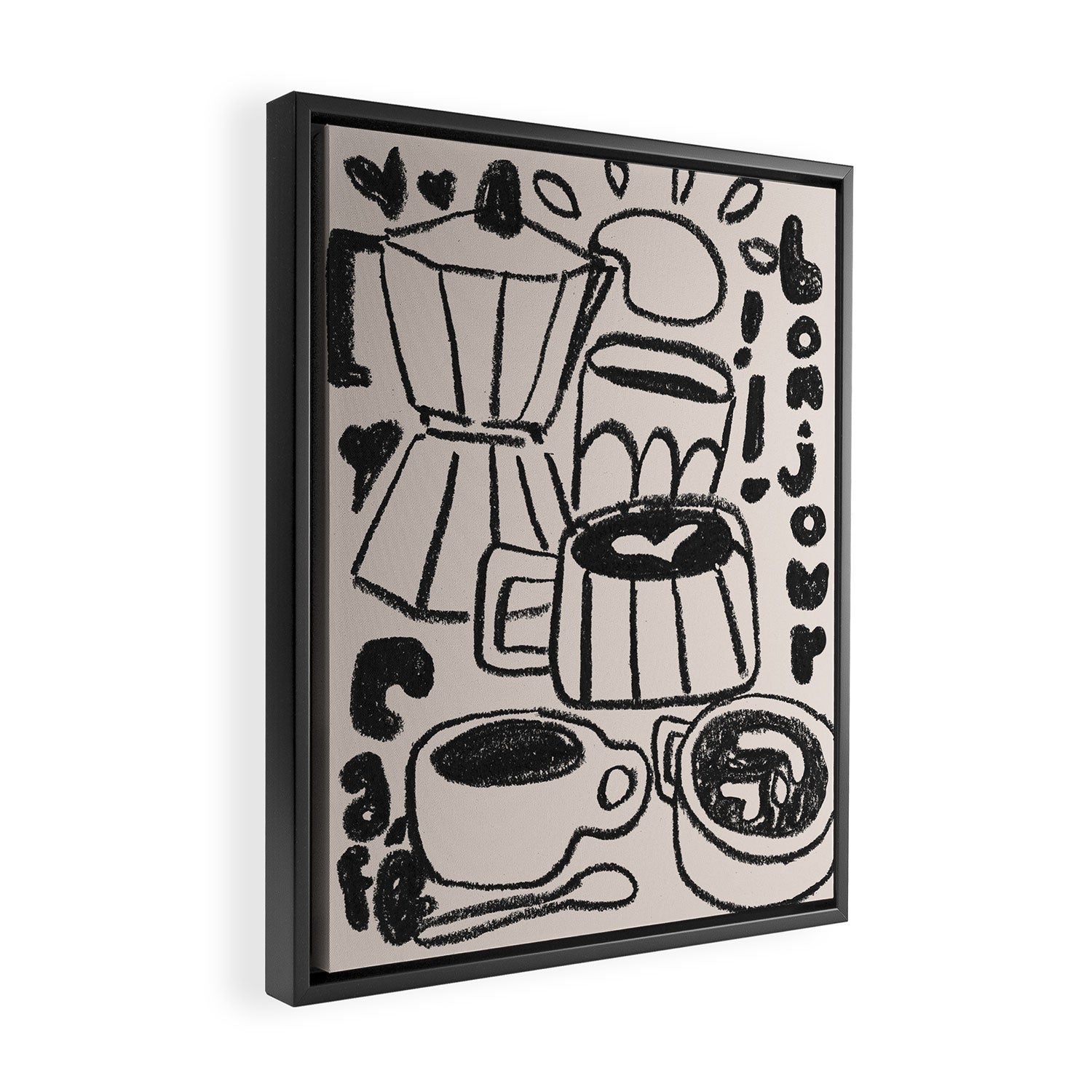 Bonjour Coffee In Black Framed Canvas Print Gallery Image 2