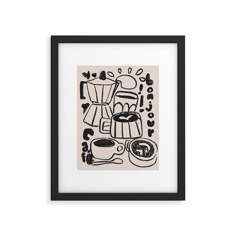 Bonjour Coffee In Black Framed Art Print Gallery Image 5