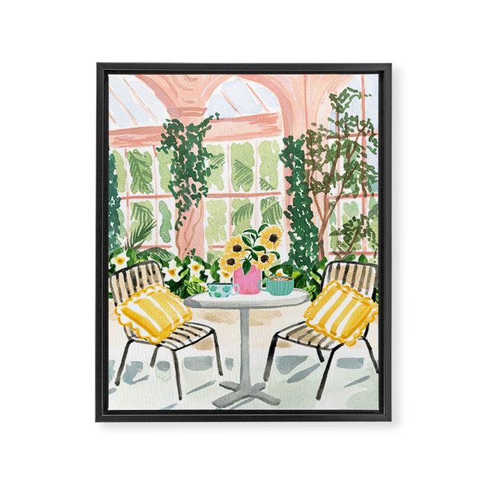 Botanical Cafe Art Print Framed Canvas Print Gallery Image 1
