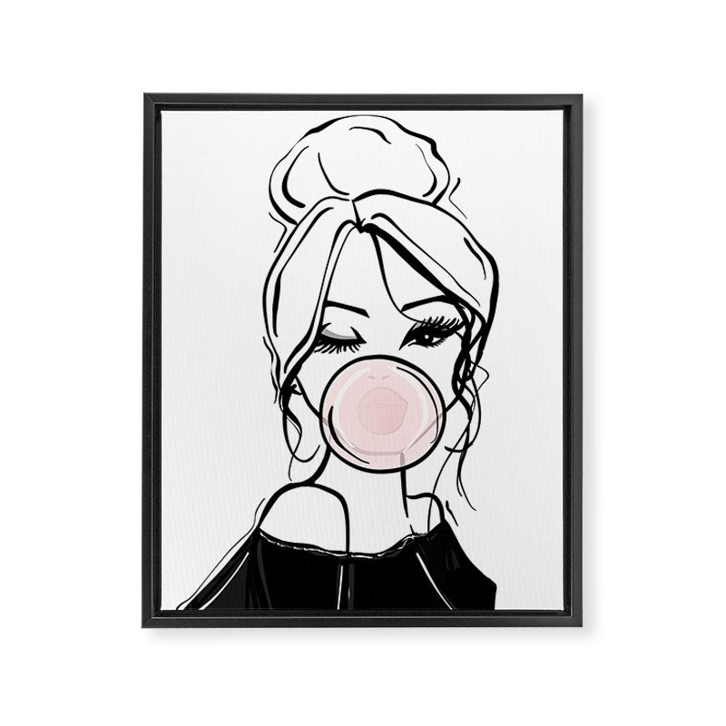 Bubble Gum Wink Framed Canvas Print Gallery Image 6