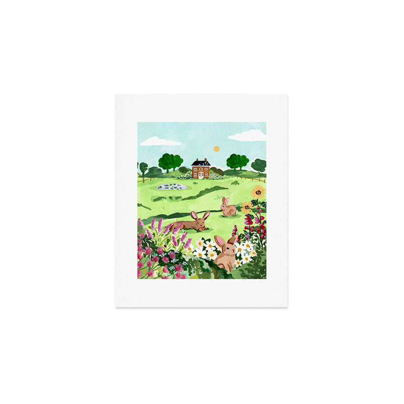 Bunnies in a Field Art Print Gallery Image 1