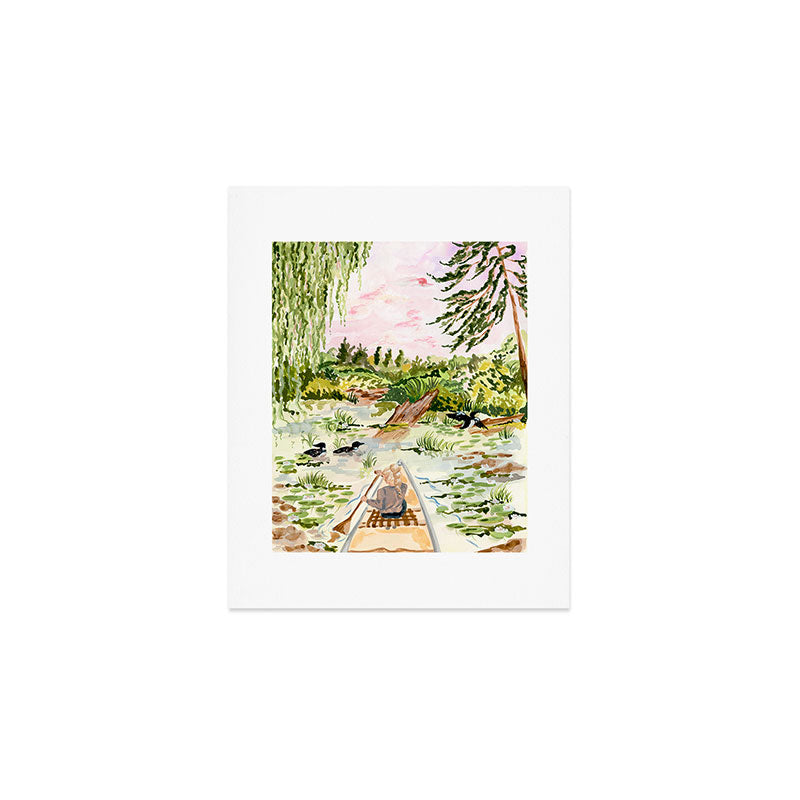 Canoeing on the Pond Art Print Gallery Image 1