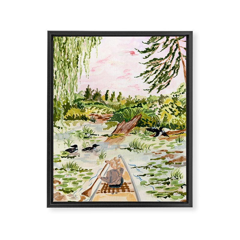 Canoeing on the Pond Framed Canvas Print Gallery Image 6