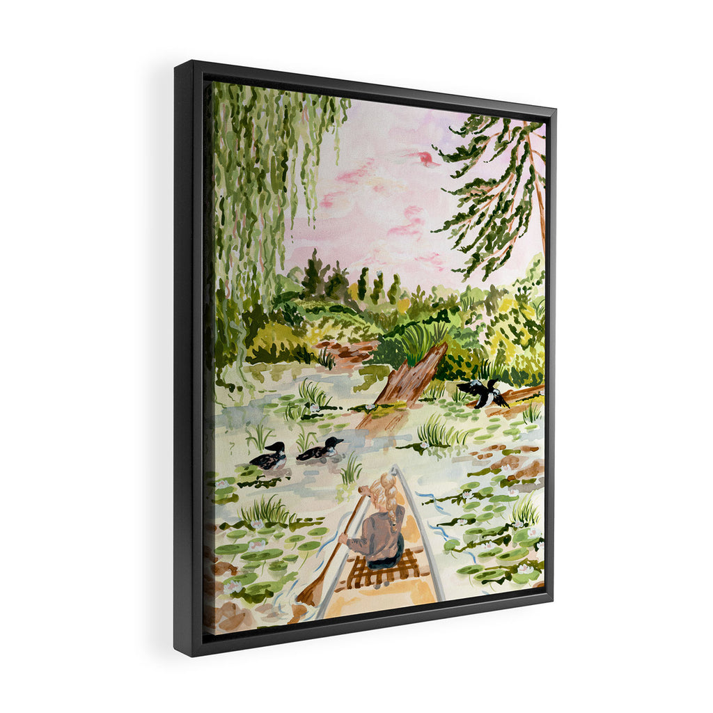 Canoeing on the Pond Framed Canvas Print Gallery Image 2
