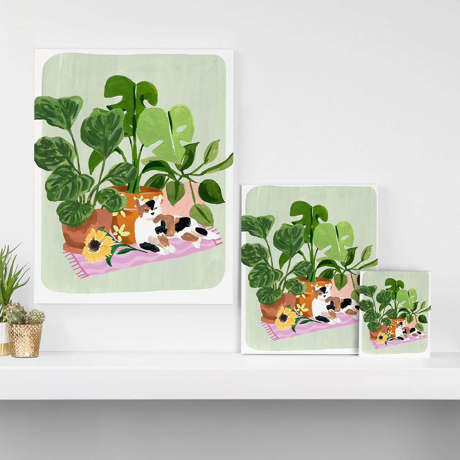 Cat and Plants Still Life Canvas Print Gallery Image 3