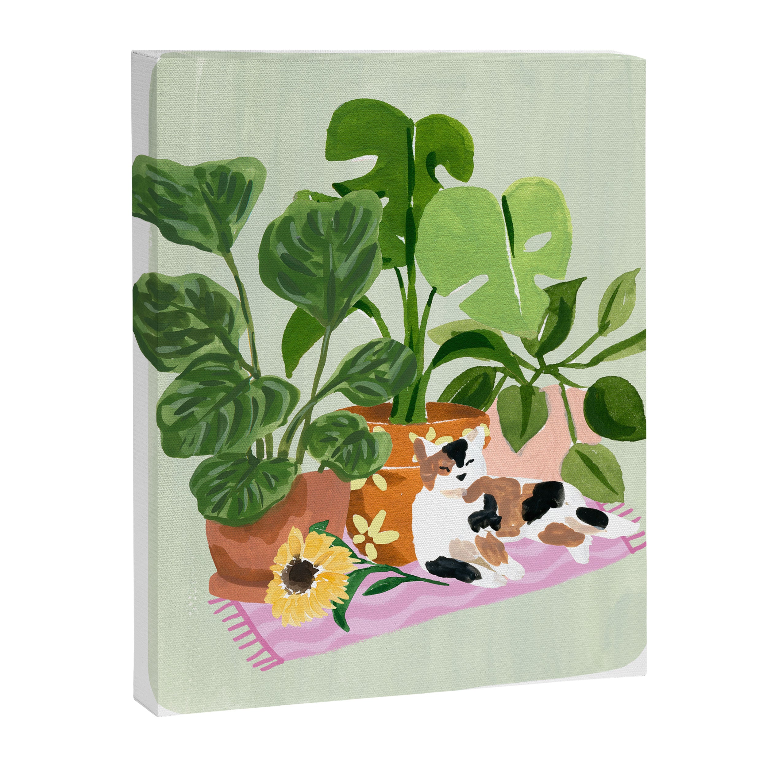 Cat and Plants Still Life Canvas Print Gallery Image 3