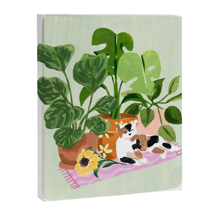 Cat and Plants Still Life Canvas Print Gallery Image 1