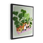 Cat and Plants Still Life Framed Canvas Print Gallery Image 2