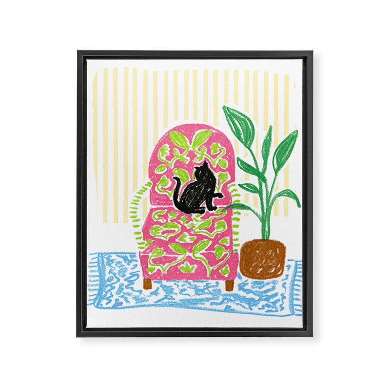 Cat on a Chair Framed Canvas Print Gallery Image 6