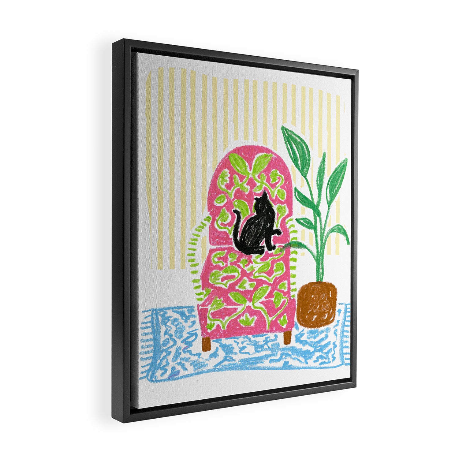 Cat on a Chair Framed Canvas Print Gallery Image 2