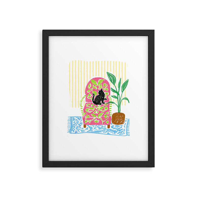 Cat on a Chair Framed Art Print Gallery Image 5