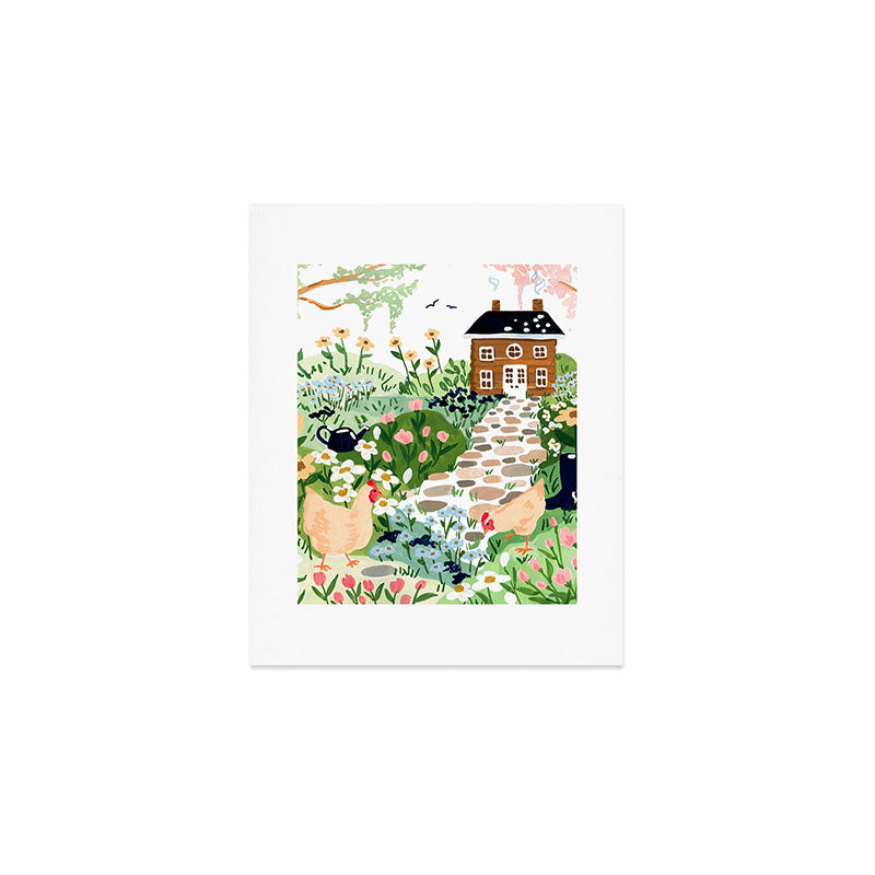 Chickens in the Garden Art Print Gallery Image 1