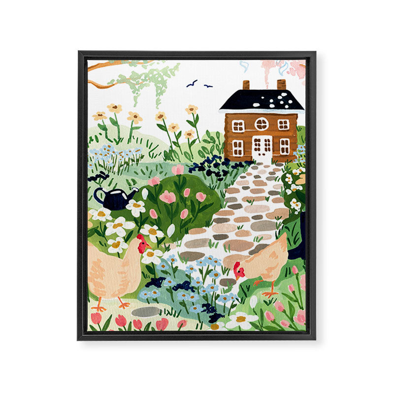 Chickens in the Garden Framed Canvas Print Gallery Image 8