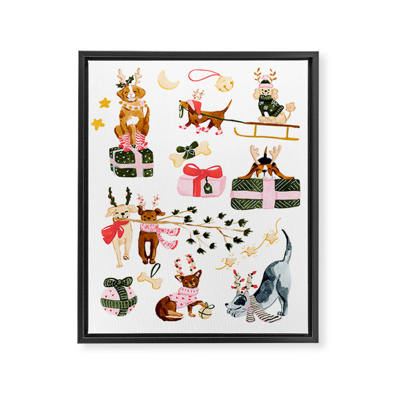 Christmas Dogs Framed Canvas Print Gallery Image 6