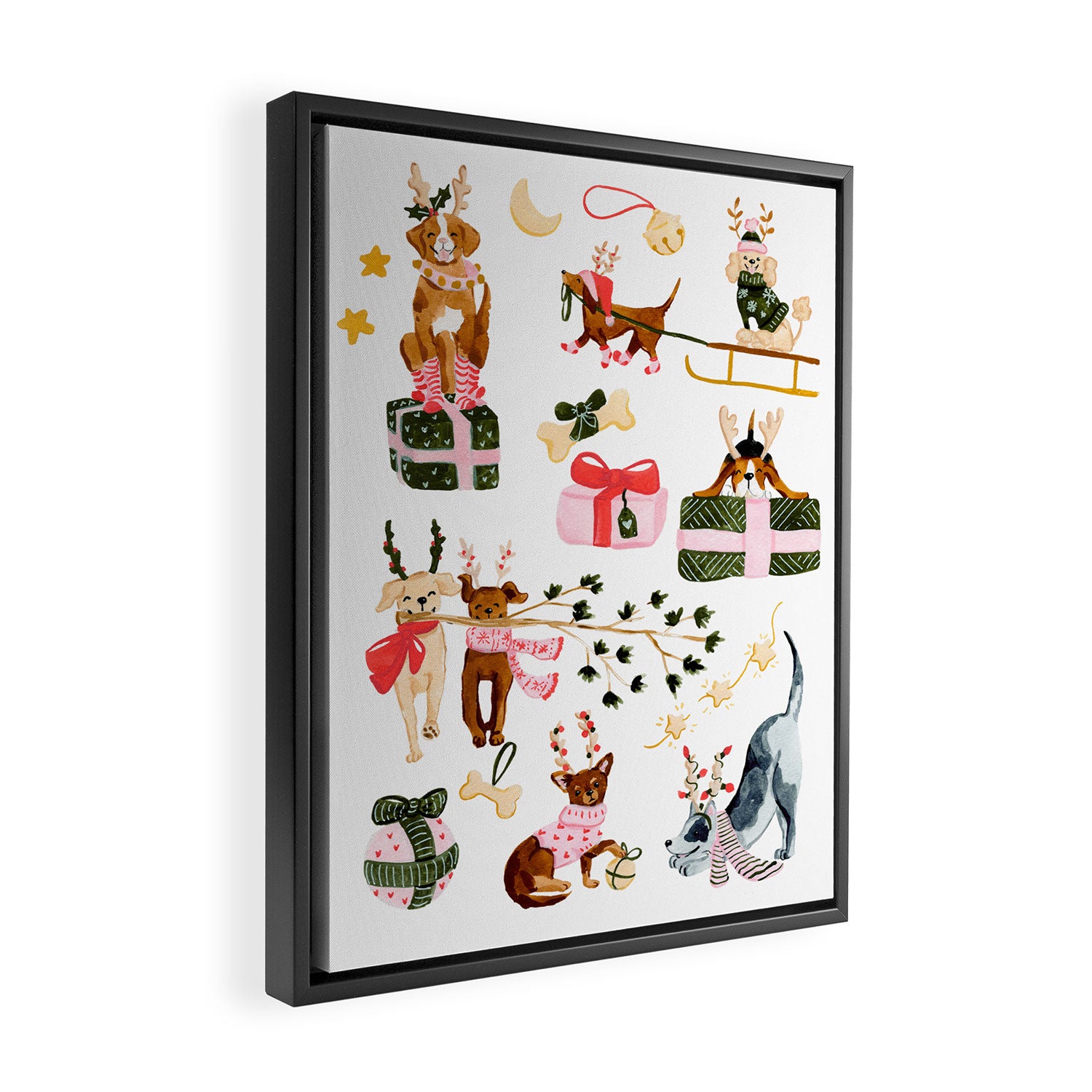 Christmas Dogs Framed Canvas Print Gallery Image 2