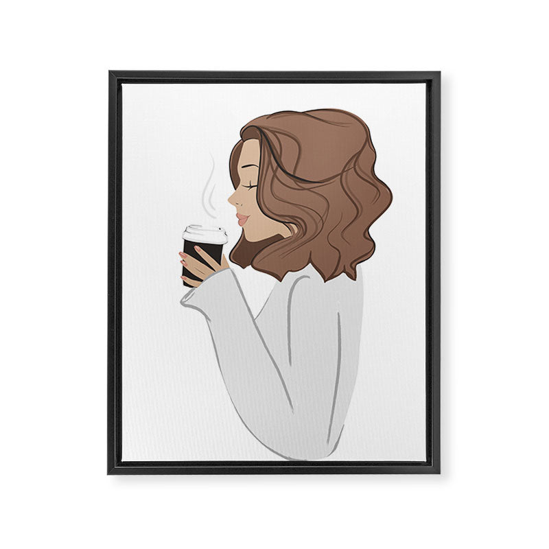 Coffee Girl Sabina Fenn Framed Canvas Print Gallery Image 6