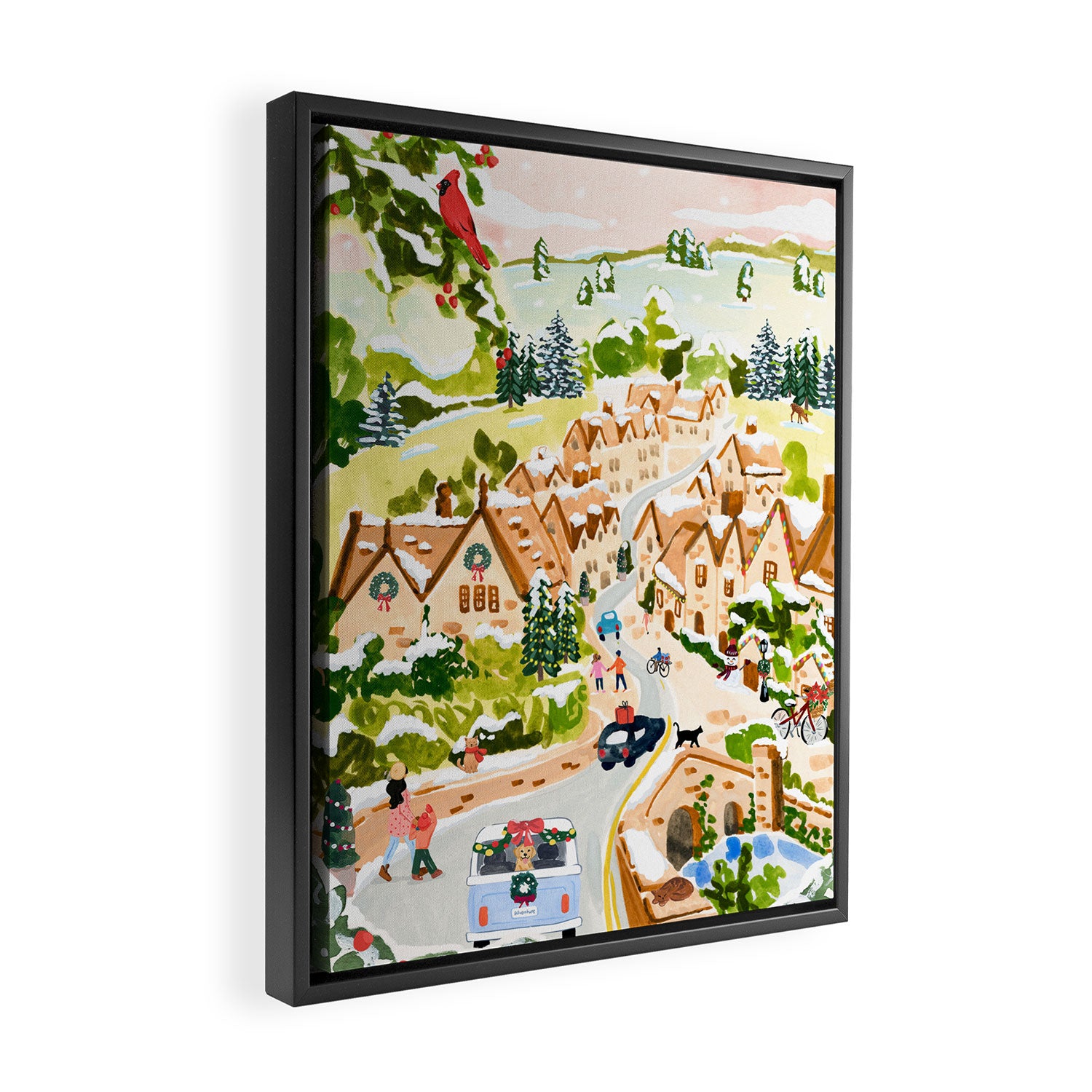 Cotswolds Christmas Framed Canvas Print Gallery Image 2
