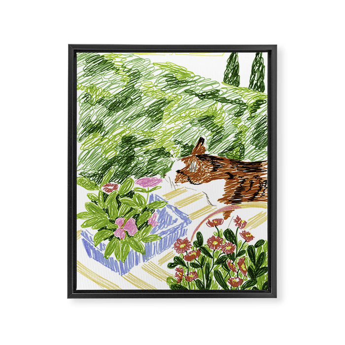 Curious Cat Framed Canvas Print Gallery Image 1