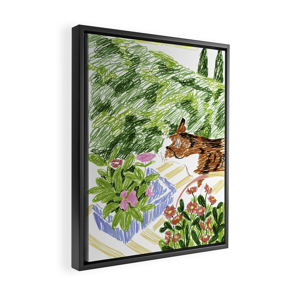 Curious Cat Framed Canvas Print Gallery Image 2